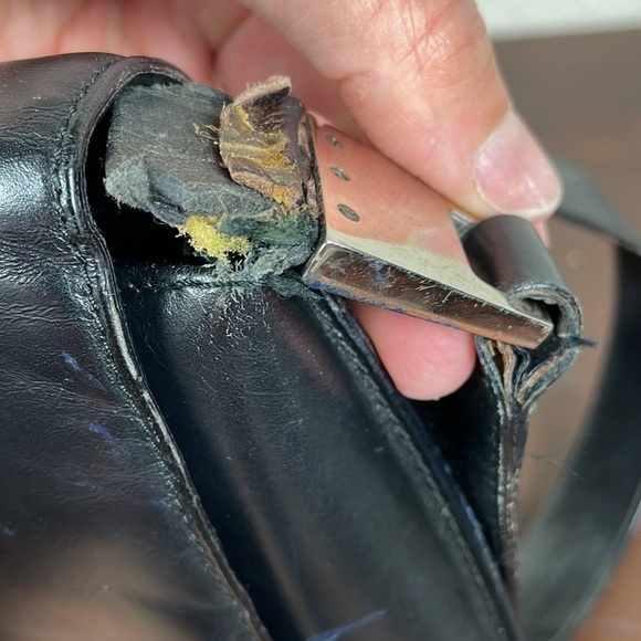 Vintage Gucci Structured Foldover Flap Shoulder Bag Black Leather Evening - Picture 9 of 16